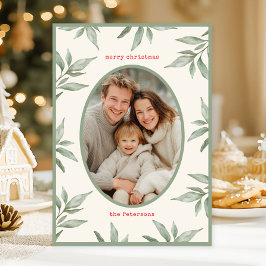 Foto Botánica Vintage Verde Feliz Navidad