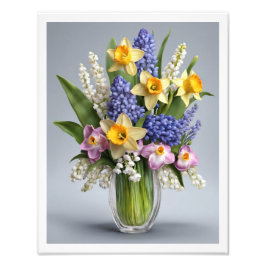 Foto Bouquet Daffodils de primavera Hyacinths Vase de v