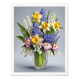 Foto Bouquet Daffodils de primavera Hyacinths Vase de v