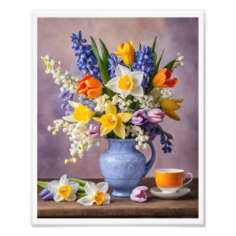 Foto Bouquet de primavera de alegres Daffodils Tulips T