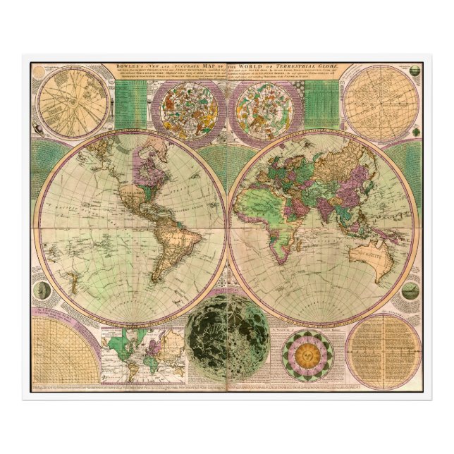 Foto BOWLES Mapa nuevo y preciso del mundo marcando (Frente)