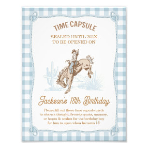 Foto Boys Blue Plaid Cowboy Primer Rótulo de la cápsula