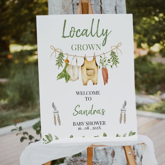 Foto Boys Green Locally Grown Baby Shower Welcome Sign (Locally Grown Baby Shower Welcome Sign, Locally Grown Sign, Rustic Farm Locally Grown Baby Shower)