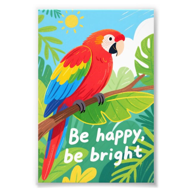 Foto Bright Tropical Parrot Quote Art (Frente)