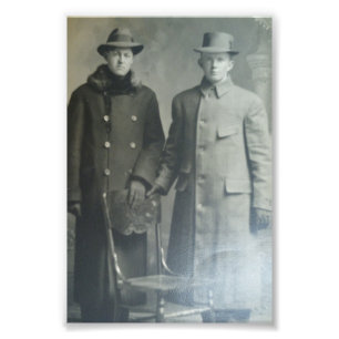 Foto Brothers Dapper Brothers in Overcoats RPPC B&W Pho