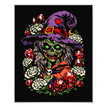 Bruja Zombie de Enero con Gemas y Flores