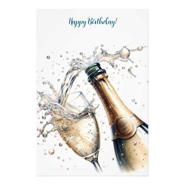 Foto Bubbly champagne Happy Birday (Frente)