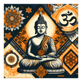 Foto Buda del yoga en naranja y negro