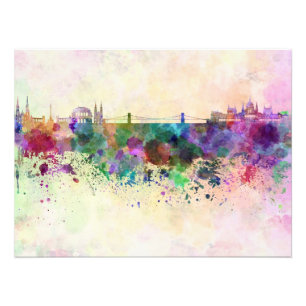 Foto Budapest skyline in watercolor background