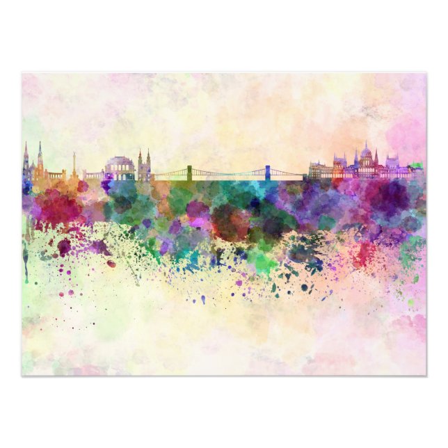 Foto Budapest skyline in watercolor background (Frente)