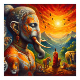 Foto buddha espiritual y elefante