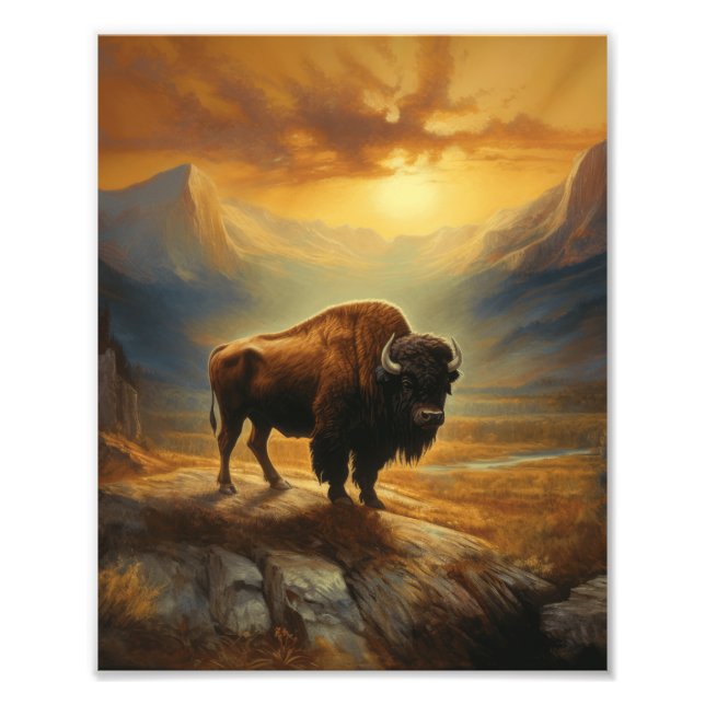 Foto Buffalo Bison Sunset Silhouette (Frente)