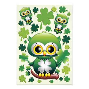 Foto Búho Bebé Lindo Dibujo Animado St Patrick