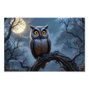 Foto Búho Real Majestuoso Bajo Luna Llena