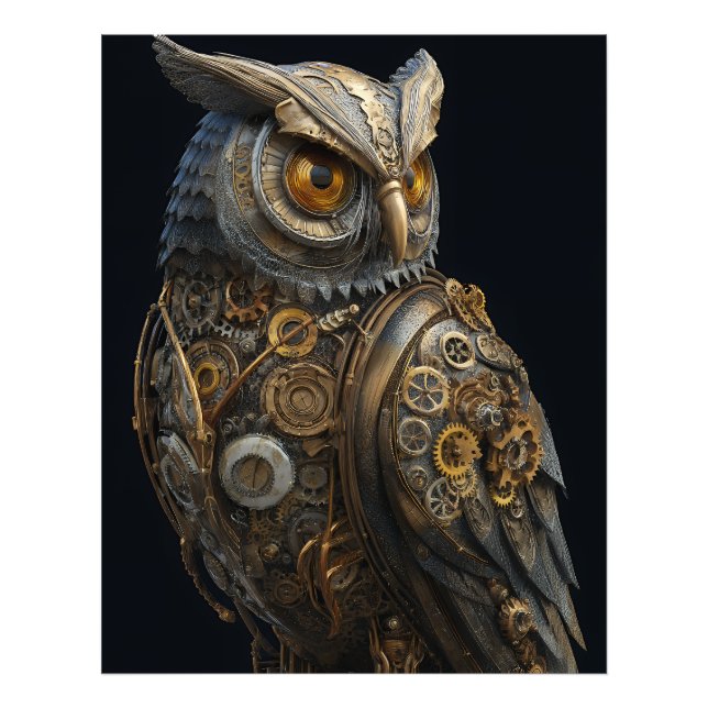 Foto Búho Steampunk de Ojos Dorados (Frente)