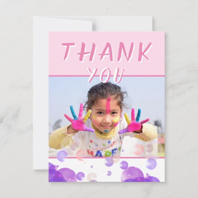 Foto Burbujas rosadas Girly Niños Fiesta de cumple (Anverso)