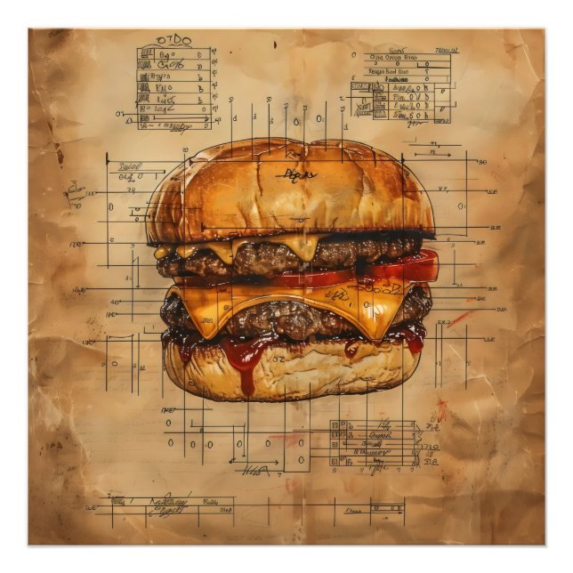 Foto Burger Blueprint Vintage (Frente)