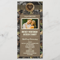 Foto Burlap + Programas de Boda de Camo de Corazón