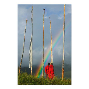 Foto Bután, pueblo de Gangtey, arcoiris sobre dos