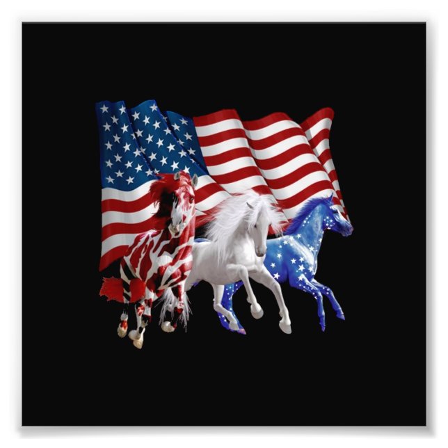 Foto Caballo Bandera Estadounidense (Frente)