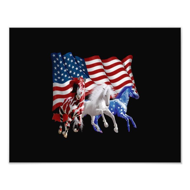 Foto Caballo Bandera Estadounidense (Frente)