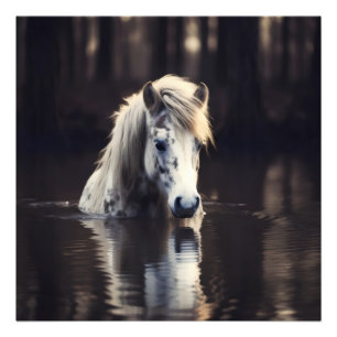 Foto Caballo blanco en el lago