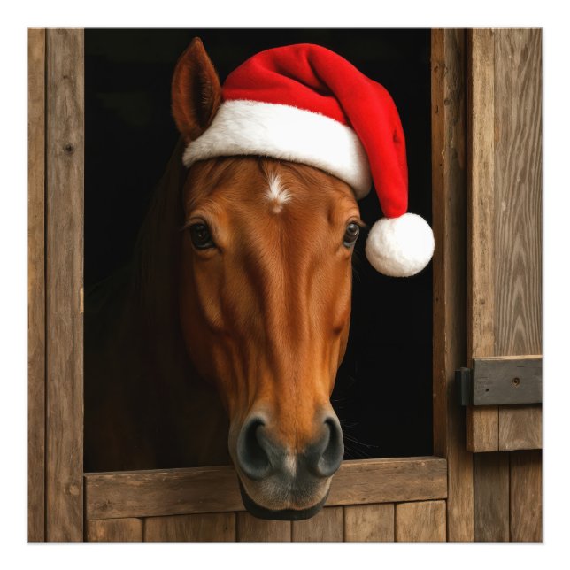 Foto Caballo de Navidad en ventana de establo (Frente)