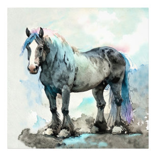 Foto Caballo de raza Shire Gentil Acuarela Azul