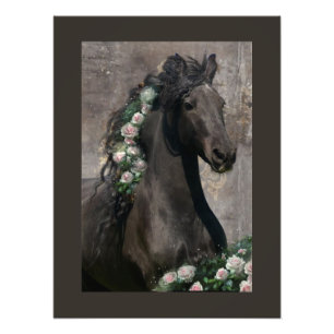 Foto Caballo Friesiano de Belleza Negra - Poster