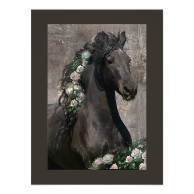 Foto Caballo Friesiano de Belleza Negra - Poster (Frente)