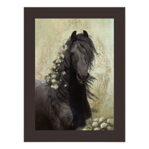 Foto Caballo Friesiano de Belleza Negra - Poster