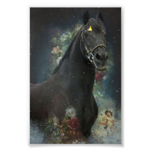 Foto Caballo Friesiano de Belleza Negra - Poster