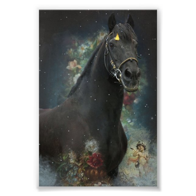 Foto Caballo Friesiano de Belleza Negra - Poster (Frente)