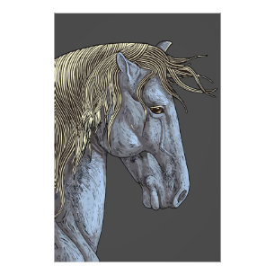 Foto Caballo gris majestuoso con crin fluyente