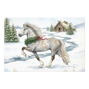 Foto Caballo islandés festivo en paisaje invernal
