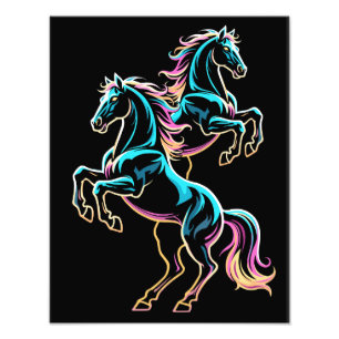Foto Caballo Luz de Neón Glitch Estilo Retro