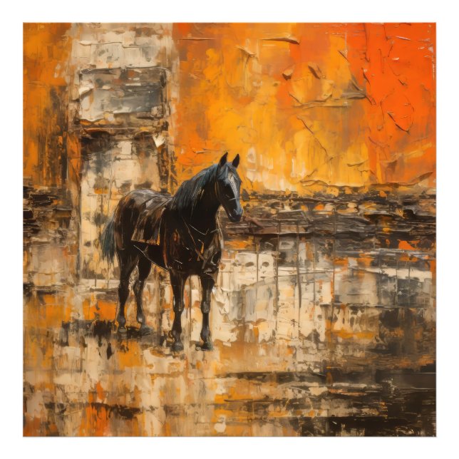 Foto Caballo majestuoso al atardecer abstracto (Frente)