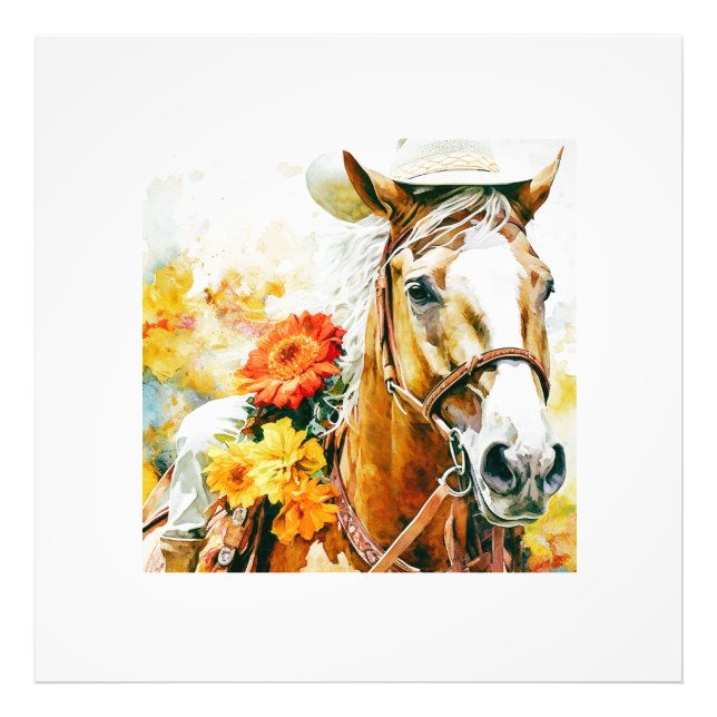 Foto caballo vintage con gorra de vaquera (Frente)