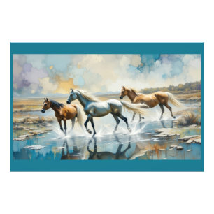 Foto Caballos salvajes acuarela