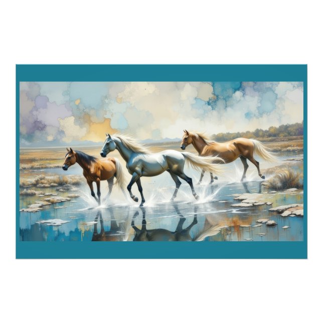 Foto Caballos salvajes acuarela (Frente)