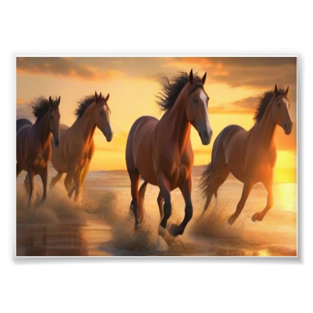 Foto Caballos salvajes en el esplendor del atardecer (Frente)