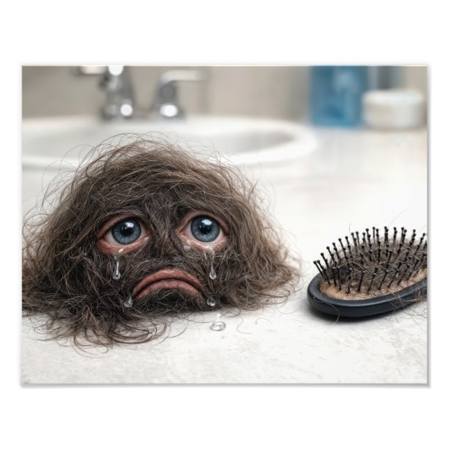 Foto Cabello Suelto Con Cara Triste y Cepillo (Frente)