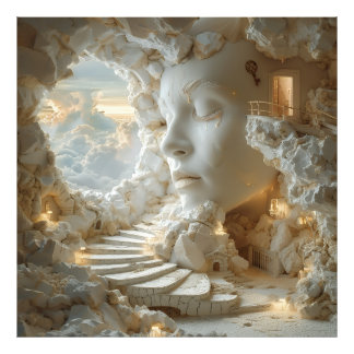 Foto Cabeza de mármol surrealista interior paisaje onír