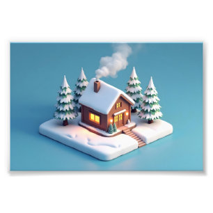 Foto Cabina de invierno acogedora en un paisaje de niev