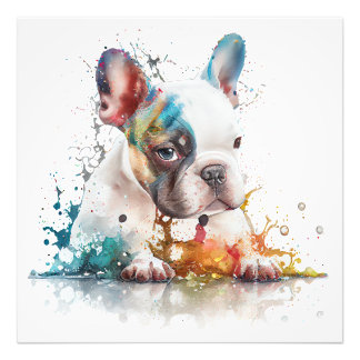 Foto Cachorro de Bulldog Francés Acuarela Frenchie