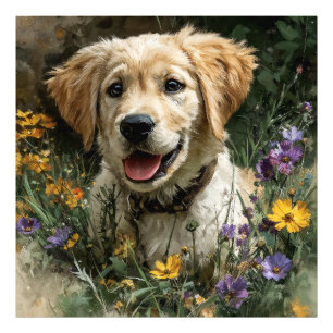 Foto Cachorro de Retriever Dorado Pradera de Flores Sil