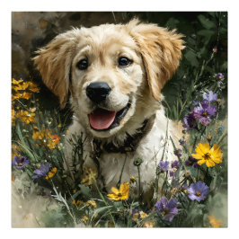 Foto Cachorro Dorado Flor Silvestre Alegría