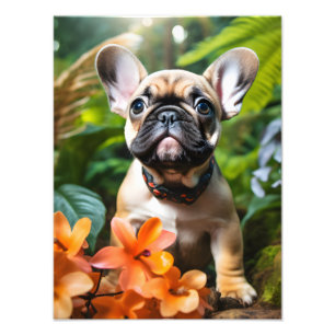 Foto 😍Cachorro francés dulce en una selva