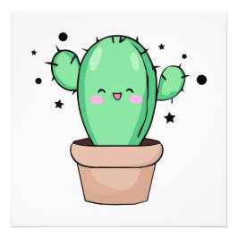 Foto Cactus de bebé sonriente feliz en jarrón con estre