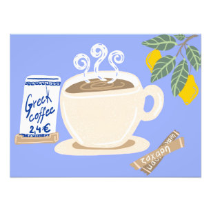 Foto Café Griego y Rama de Limón Póster Mediterráneo
